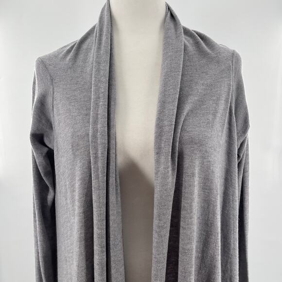Donna Karan New York Gray Silk Blend High Low Waterfall Cardigan Women Sz XS/S - Picture 5 of 10